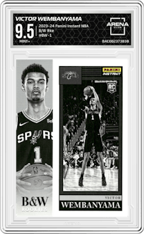Victor Wembanyama from the 2023-24 Panini Instant NBA set graded by Arena Club and given an overall grade of 9.5.