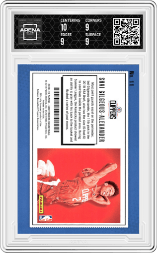 Shai Gilgeous-Alexander from the 2018-19 Panini Contenders set featuring a Retail parallel graded by Arena Club and given an overall grade of 9.5.