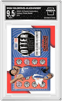 Shai Gilgeous-Alexander from the 2018-19 Panini Contenders set featuring a Retail parallel graded by Arena Club and given an overall grade of 9.5.