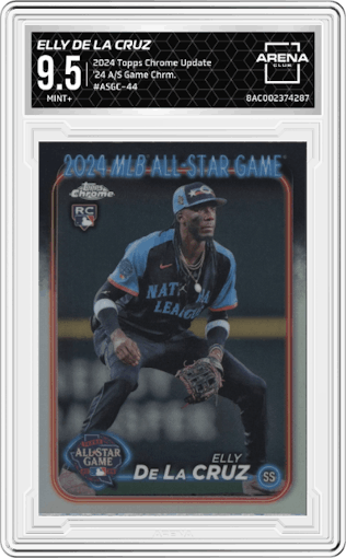 Elly De La Cruz from the 2024 Topps Chrome Update set graded by Arena Club and given an overall grade of 9.5.
