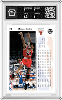 Michael Jordan from the 1992-93 Upper Deck  set graded by Arena Club and given an overall grade of 9.