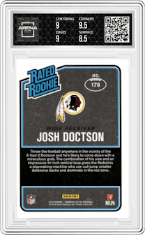 Josh Doctson from the 2016 Panini Donruss Optic set graded by Arena Club and given an overall grade of 9.