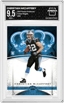 Christian McCaffrey from the 2017 Panini Preferred set graded by Arena Club and given an overall grade of 9.5.