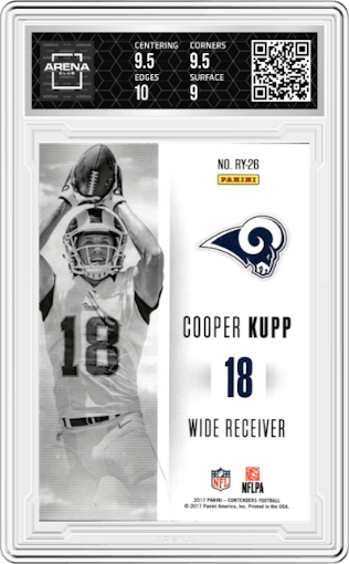 Cooper Kupp from the 2017 Panini Contenders set graded by Arena Club and given an overall grade of 9.5.