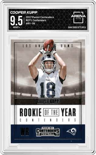 Cooper Kupp from the 2017 Panini Contenders set graded by Arena Club and given an overall grade of 9.5.