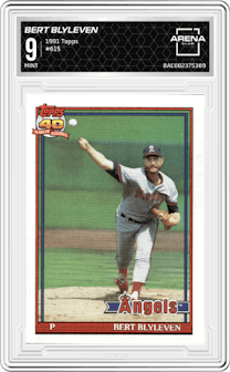 Bert Blyleven from the 1991 Topps set graded by Arena Club and given an overall grade of 9.
