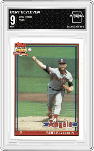 Bert Blyleven from the 1991 Topps set graded by Arena Club and given an overall grade of 9.