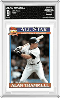 Alan Tramell from the 1991 Topps set graded by Arena Club and given an overall grade of 9.