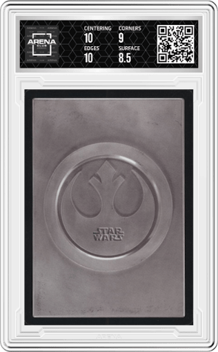 Han with Heavy Blaster Pistol from the 1998 Decipher Star Wars CCG: Enhanced Premiere set graded by Arena Club and given an overall grade of 9.