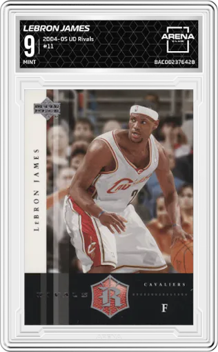 LeBron James from the 2004-05 Upper Deck Rivals Box Set set graded by Arena Club and given an overall grade of 9.