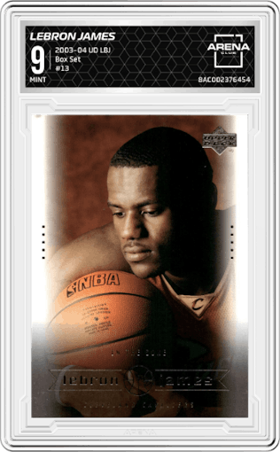 Lebron James from the 2003-04 Upper Deck LeBron James  set graded by Arena Club and given an overall grade of 9.