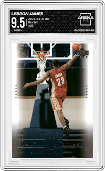 LeBron James from the 2003-04 Upper Deck LeBron James  set graded by Arena Club and given an overall grade of 9.5.