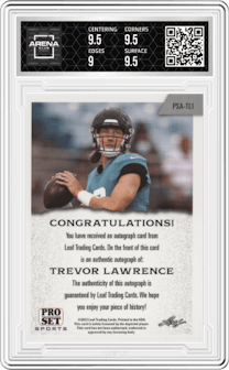 Trevor Lawrence  from the 2022 Leaf Pro Set Multi Sport set graded by Arena Club and given an overall grade of 9.5.