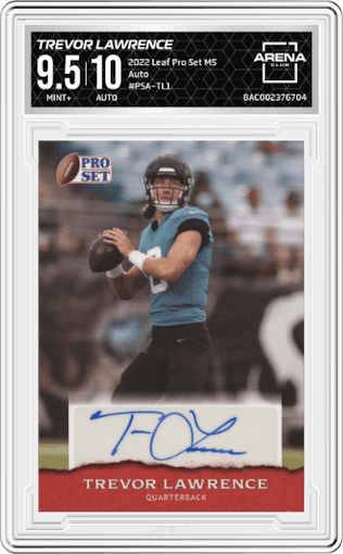 Trevor Lawrence  from the 2022 Leaf Pro Set Multi Sport set graded by Arena Club and given an overall grade of 9.5.