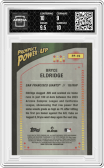 Bryce Eldridge from the 2024 Bowman set graded by Arena Club and given an overall grade of 9.5.