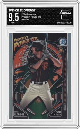 Bryce Eldridge from the 2024 Bowman set graded by Arena Club and given an overall grade of 9.5.