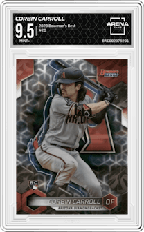 Corbin Carroll from the 2023 Bowman's Best set graded by Arena Club and given an overall grade of 9.5.