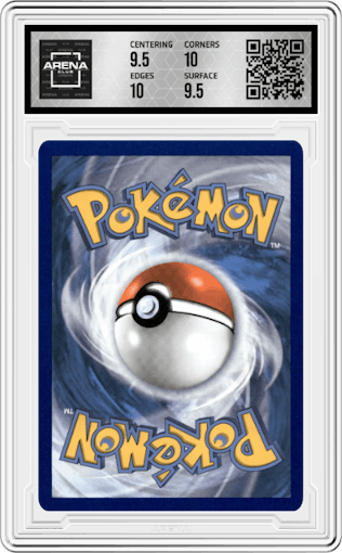 Blastoise from the 2021 Pokemon SWSH set featuring a Base Set parallel graded by Arena Club and given an overall grade of 10.