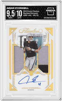 Aidan O'Connell from the 2023 Panini Flawless set graded by Arena Club and given an overall grade of 9.5.