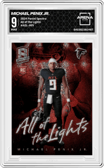 Michael Penix Jr.  from the 2024 Panini Spectra set graded by Arena Club and given an overall grade of 9.