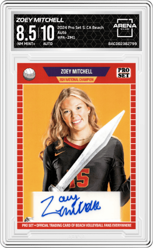 Zoey Mitchell from the 2024 Pro Set Southern California Beach set graded by Arena Club and given an overall grade of 8.5.