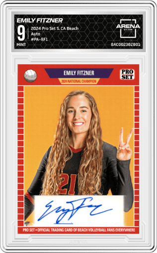 Emily Fitzner from the 2024 Pro Set Southern California Beach set graded by Arena Club and given an overall grade of 9.