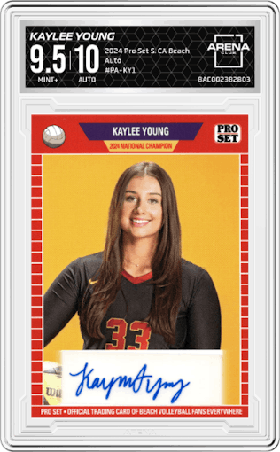 Kaylee Young from the 2024 Pro Set Southern California Beach set graded by Arena Club and given an overall grade of 9.5.