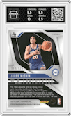 Jared McCain from the 2024-25 Panini Prizm set featuring a Blue Ice Prizm parallel graded by Arena Club and given an overall grade of 9.