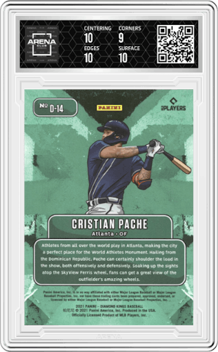 Cristian Pache from the 2021 Panini Diamond Kings set graded by Arena Club and given an overall grade of 9.5.