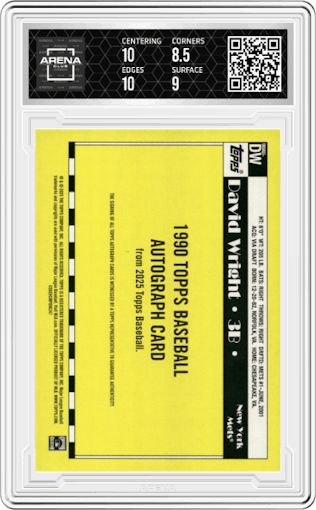 David Wright  from the 2025 Topps set graded by Arena Club and given an overall grade of 9.