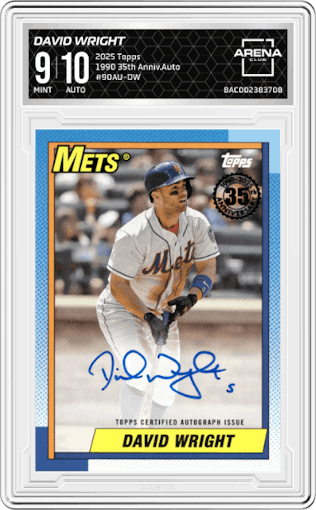 David Wright  from the 2025 Topps set graded by Arena Club and given an overall grade of 9.