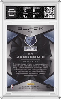 GG Jackson II from the 2023-24 Panini Black set featuring a Platinum parallel graded by Arena Club and given an overall grade of 8.5.