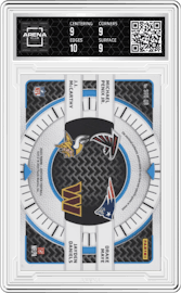Michael Penix Jr./Drake Maye/J.J. McCarthy/Jayden Daniels from the 2024 Panini Certified set featuring a Mirror Green Etch parallel graded by Arena Club and given an overall grade of 9.5.