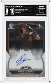 Bryce Eldridge from the 2023 Bowman Draft set graded by Arena Club and given an overall grade of 9.