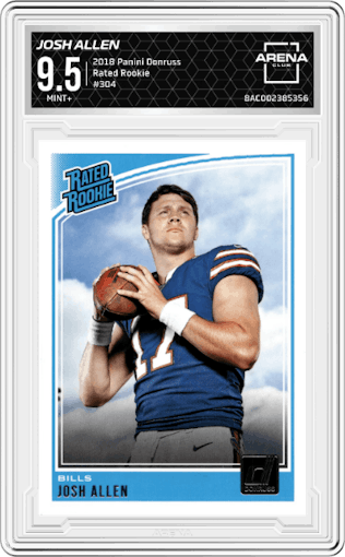 Josh Allen from the 2018 Panini Donruss set graded by Arena Club and given an overall grade of 9.5.