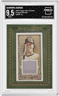 Aaron Judge  from the 2024 Topps Allen & Ginter set graded by Arena Club and given an overall grade of 9.5.