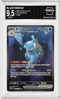 Blastoise ex from the 2023 Pokemon SV set graded by Arena Club and given an overall grade of 9.5.