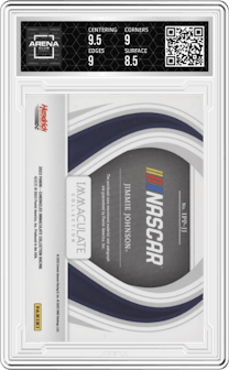 Jimmie Johnson  from the 2023 Panini Chronicles set graded by Arena Club and given an overall grade of 9.