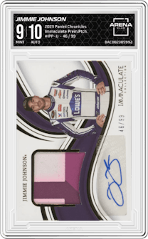 Jimmie Johnson  from the 2023 Panini Chronicles set graded by Arena Club and given an overall grade of 9.