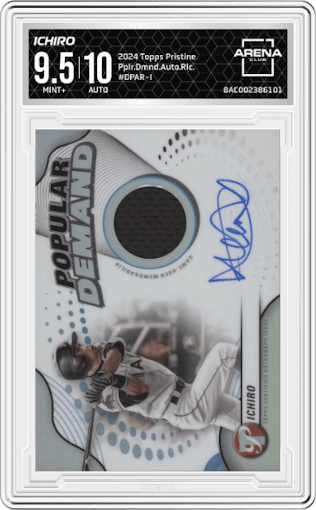 Ichiro from the 2024 Topps Pristine set graded by Arena Club and given an overall grade of 9.5.
