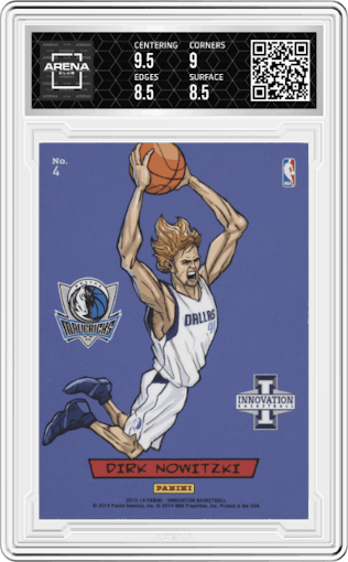 Dirk Nowitzki from the 2013-14 Panini Innovation set graded by Arena Club and given an overall grade of 9.