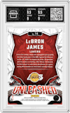 LeBron James  from the 2024-25 Panini Donruss set featuring a Hyper parallel graded by Arena Club and given an overall grade of 9.5.