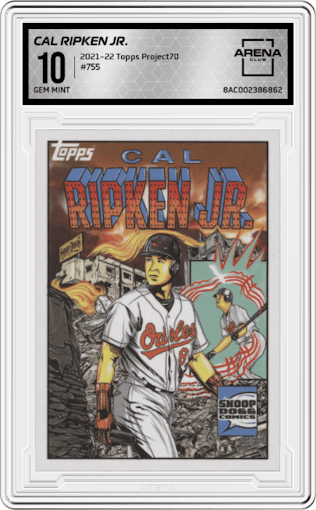 Cal Ripken Jr. from the 2021-22 Topps Project70 set graded by Arena Club and given an overall grade of 10.