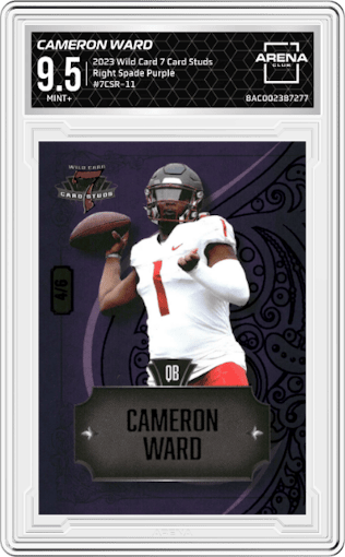 Cameron Ward  from the 2023 Wild Card 7 Card Studs set featuring a Purple parallel graded by Arena Club and given an overall grade of 9.5.