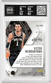 Victor Wembanyama from the 2023-24 Panini Phoenix set featuring a International Fire and Ice parallel graded by Arena Club and given an overall grade of 9.