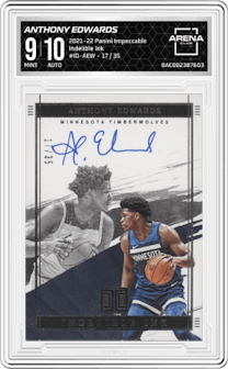 Anthony Edwards from the 2021-22 Panini Impeccable  set graded by Arena Club and given an overall grade of 9.