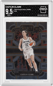 Caitlin Clark from the 2024 Panini Select WNBA set graded by Arena Club and given an overall grade of 9.5.