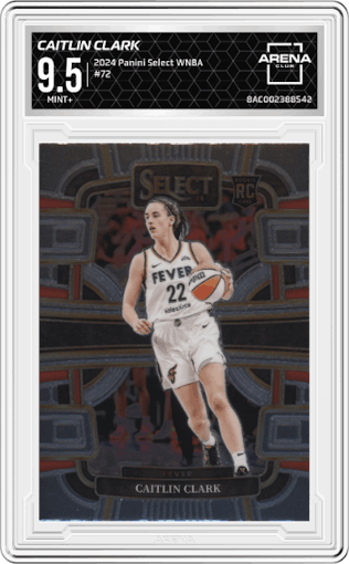 Caitlin Clark from the 2024 Panini Select WNBA set graded by Arena Club and given an overall grade of 9.5.