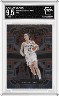 Caitlin Clark from the 2024 Panini Select WNBA set graded by Arena Club and given an overall grade of 9.5.