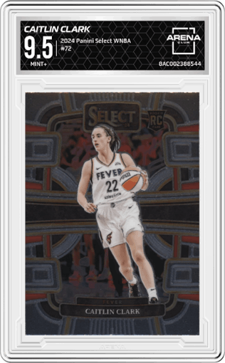 Caitlin Clark from the 2024 Panini Select WNBA set graded by Arena Club and given an overall grade of 9.5.